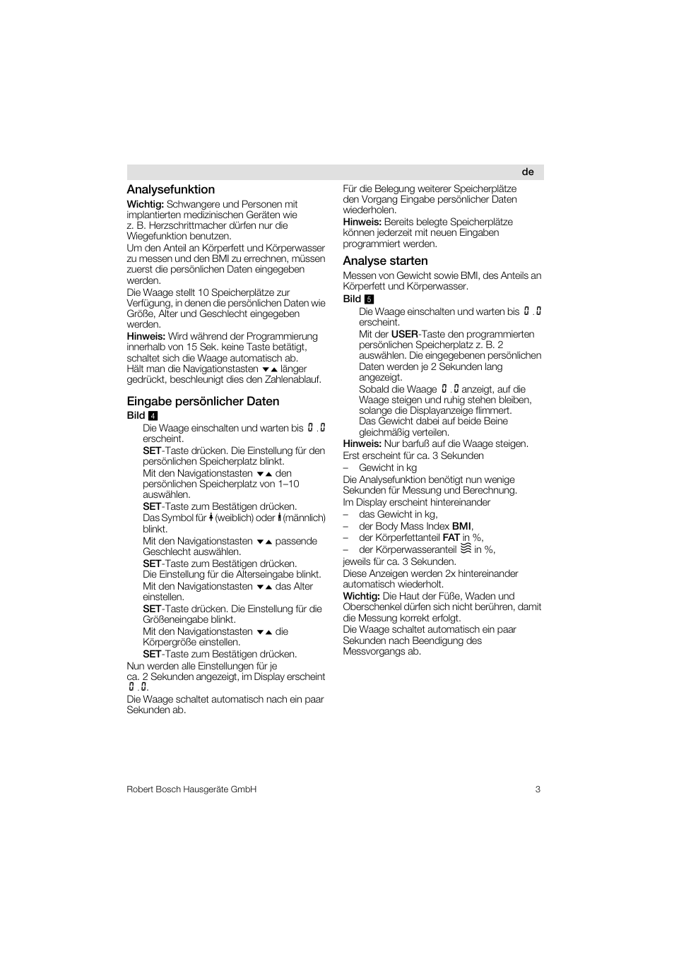 Bosch PPW3320 Analysewaage elektronisch AxxenceSlimLine Analysis User Manual | Page 3 / 84