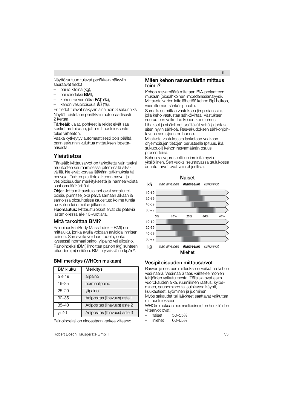 Yleistietoa | Bosch PPW3320 Analysewaage elektronisch AxxenceSlimLine Analysis User Manual | Page 33 / 84