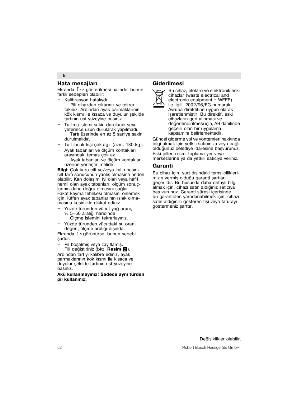 Bosch PPW3320 Analysewaage elektronisch AxxenceSlimLine Analysis User Manual | Page 52 / 84