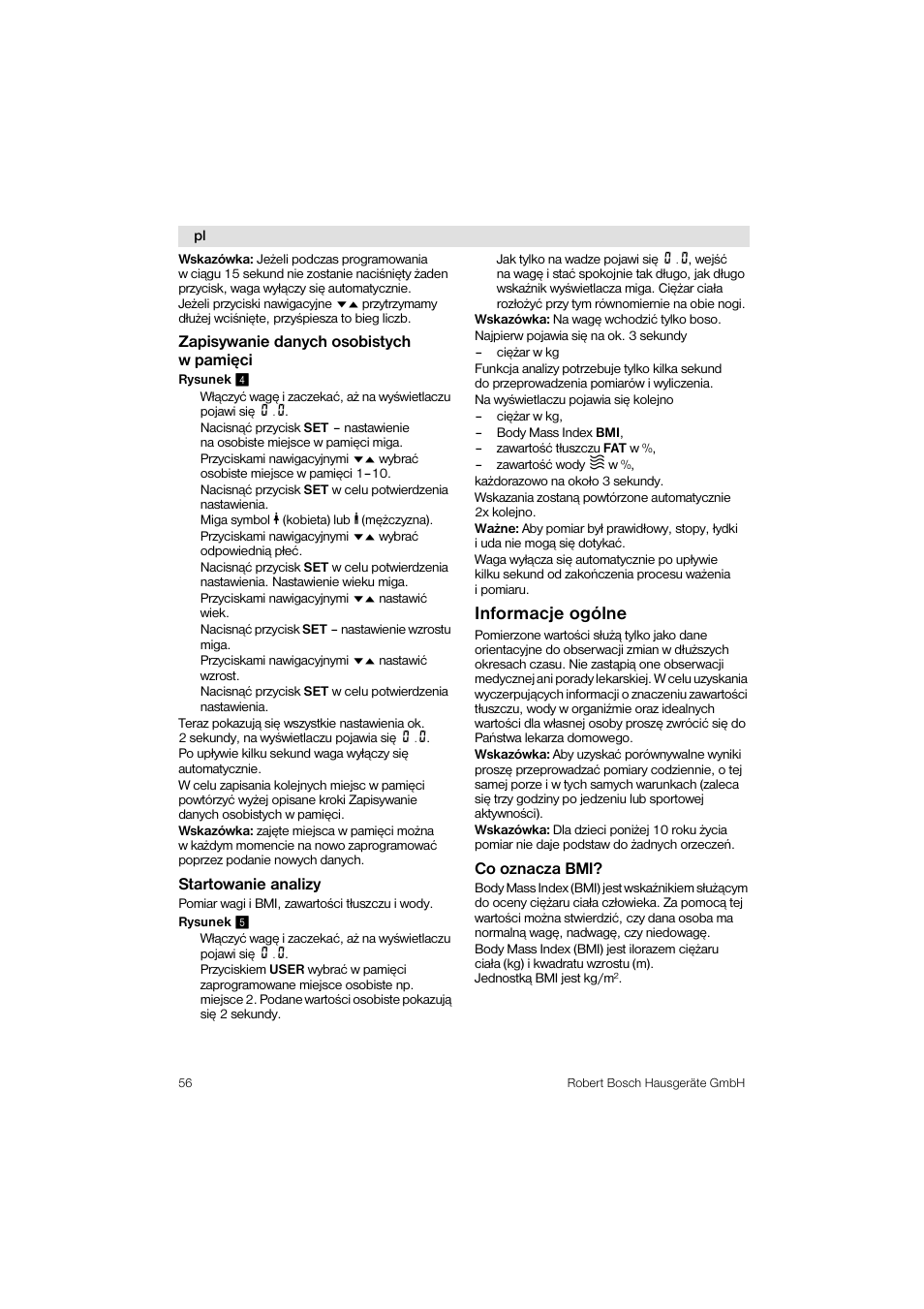 Informacje ogólne | Bosch PPW3320 Analysewaage elektronisch AxxenceSlimLine Analysis User Manual | Page 56 / 84