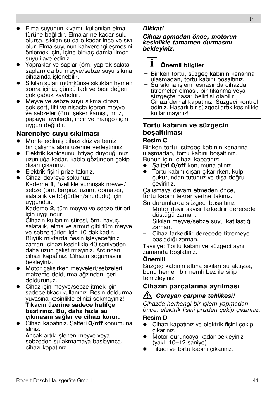 Bosch MES20A0 Entsafter weiß anthrazit User Manual | Page 41 / 71