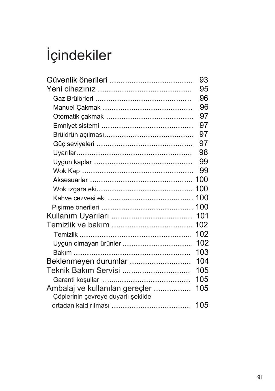 Içindekiler | Bosch PRS926B70E Gas-Kochstelle Glaskeramik 90 cm User Manual | Page 92 / 106