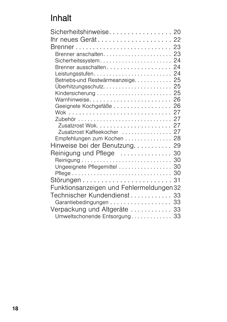 Inhalt | Bosch PRS926F70E Gas-Kochstelle Glaskeramik 90 cm User Manual | Page 17 / 111