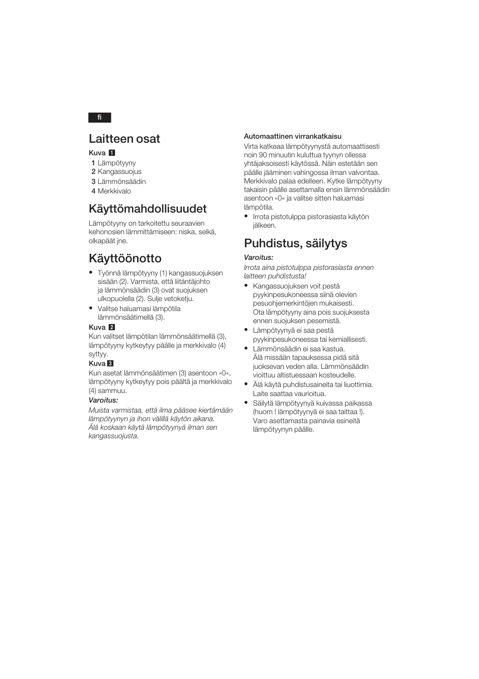 Laitteen osat, Käyttöönotto, Puhdistus, säilytys | Käyttömahdollisuudet | Bosch PFP5030 Rücken- und Nackenkissen relaxxtherm sports User Manual | Page 21 / 47