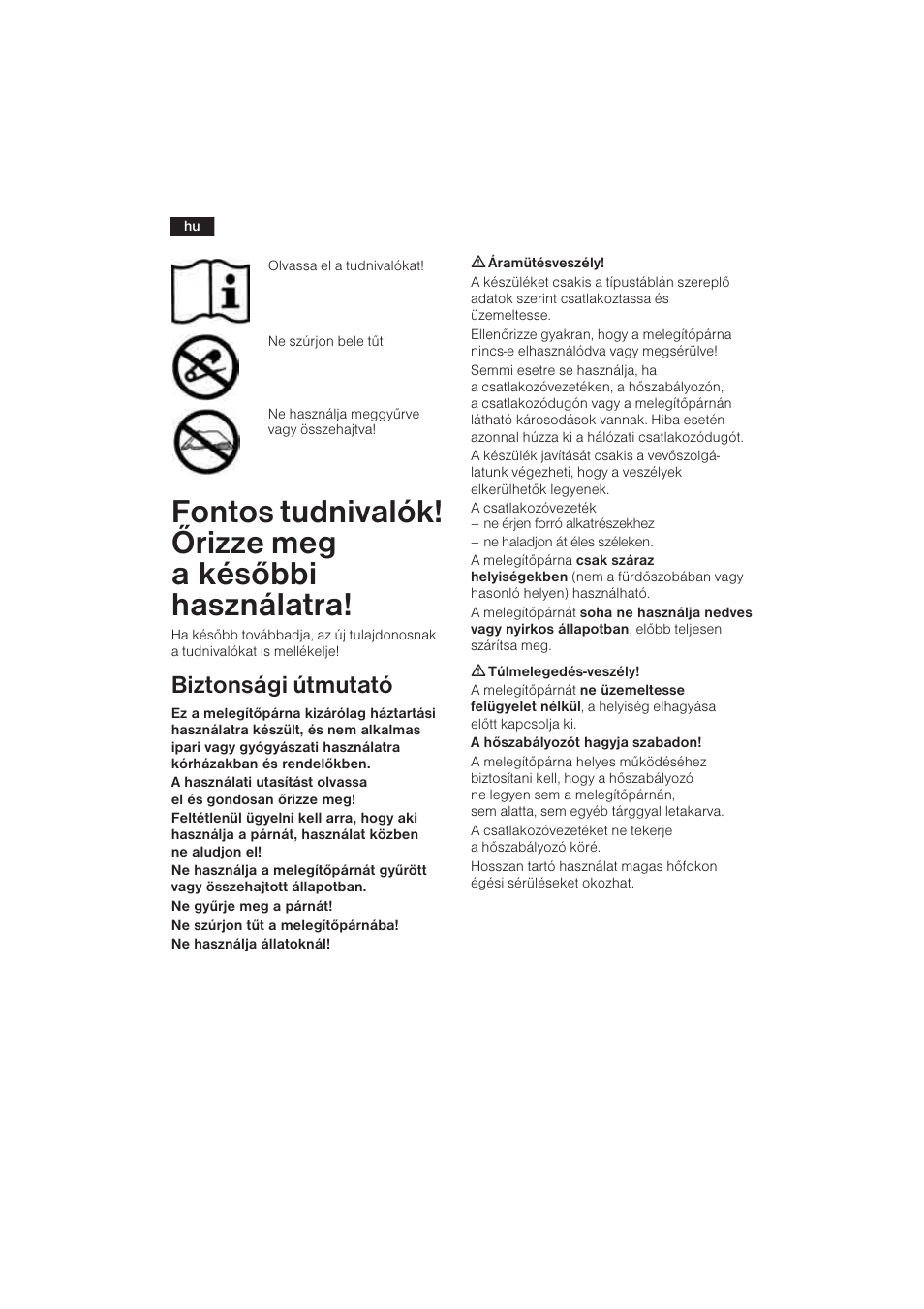 Biztonsági útmutató | Bosch PFP5030 Rücken- und Nackenkissen relaxxtherm sports User Manual | Page 35 / 47