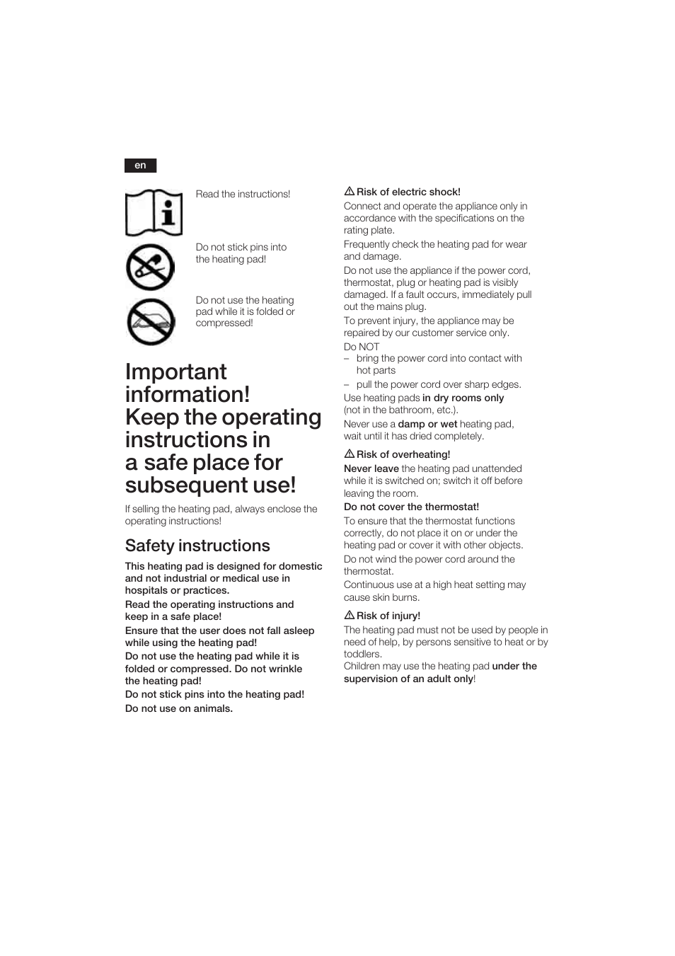Safety instructions | Bosch PFP5030 Rücken- und Nackenkissen relaxxtherm sports User Manual | Page 5 / 47