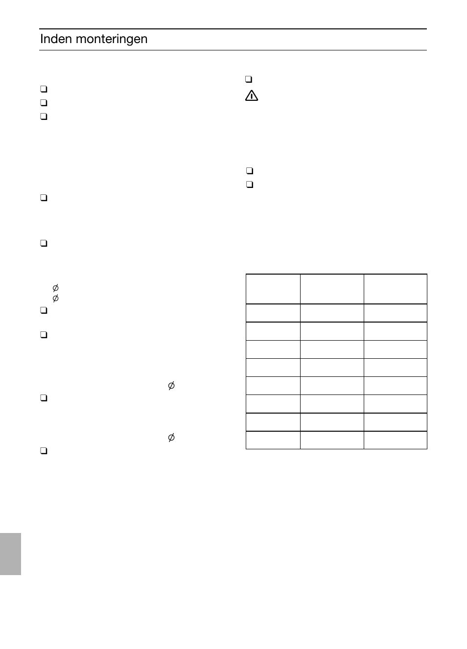 Inden monteringen | Bosch DIC046750 Edelstahl Inselesse 40 cm User Manual | Page 60 / 80