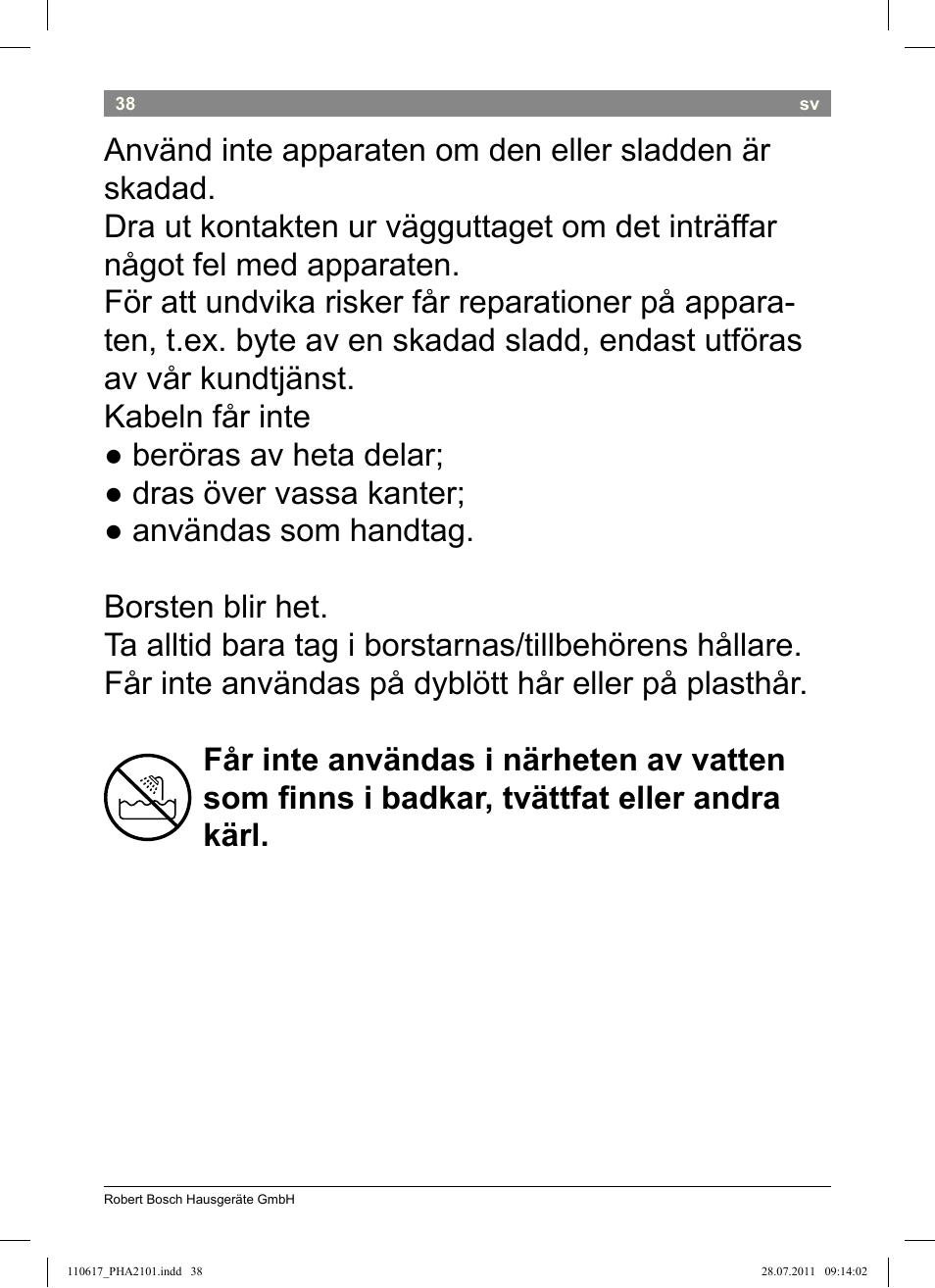 Bosch PHA2101 Warmluftstylingbürste StarShine CurlStyle User Manual | Page 40 / 97