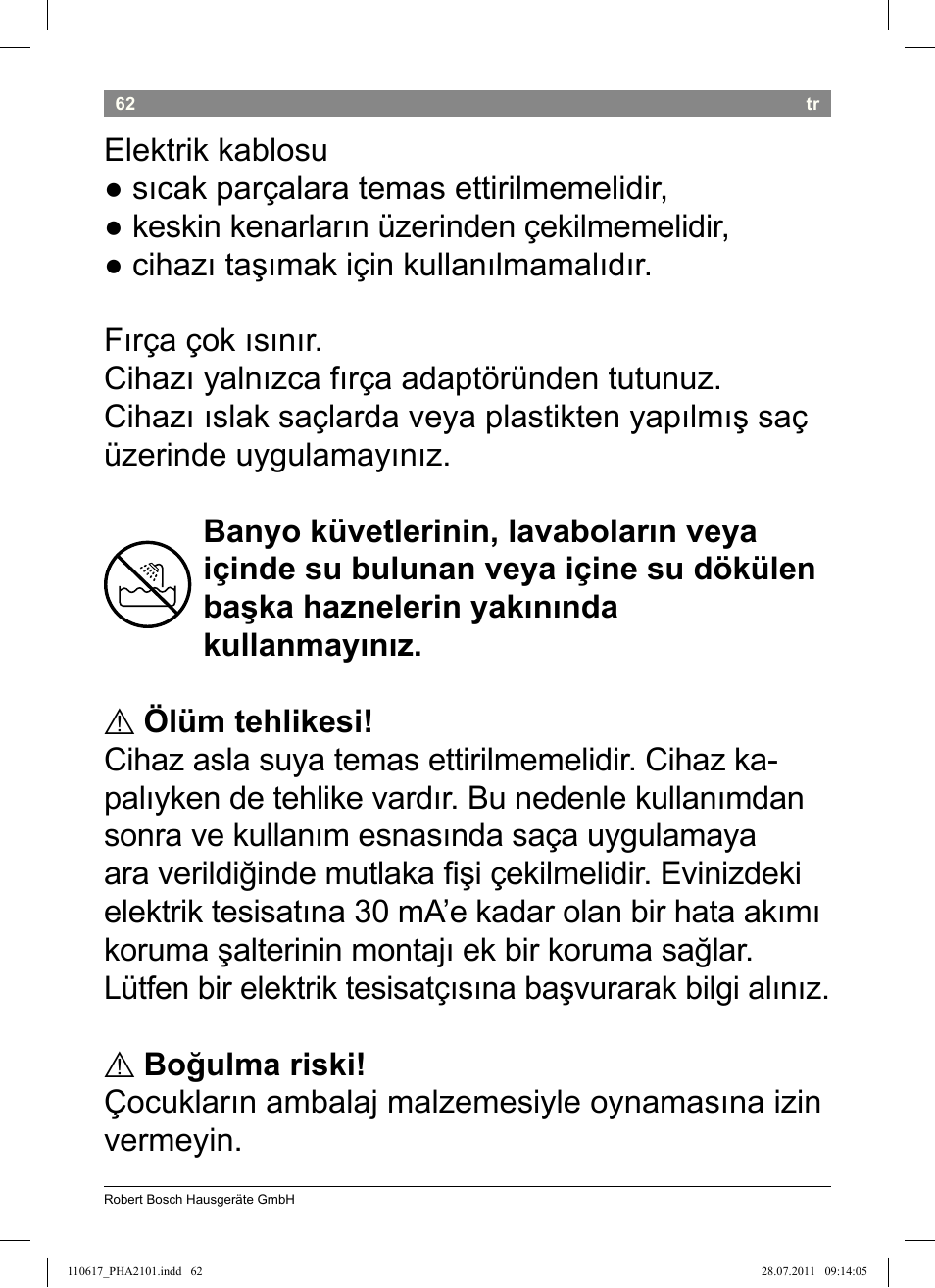 Bosch PHA2101 Warmluftstylingbürste StarShine CurlStyle User Manual | Page 64 / 97