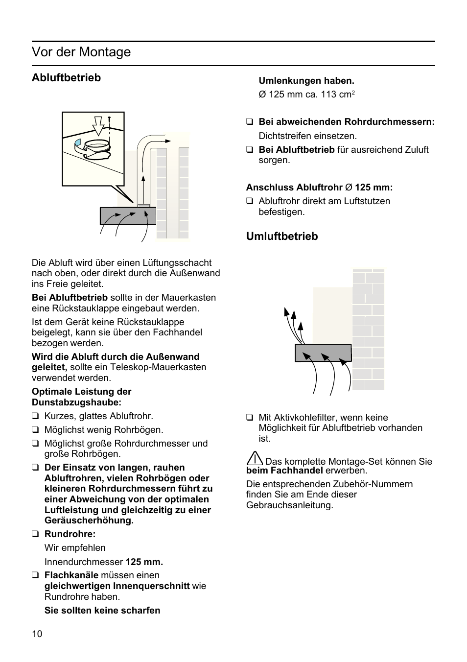 Vor der montage | Bosch DHU665E Edelstahl Unterbauhaube 60 cm User Manual | Page 10 / 114