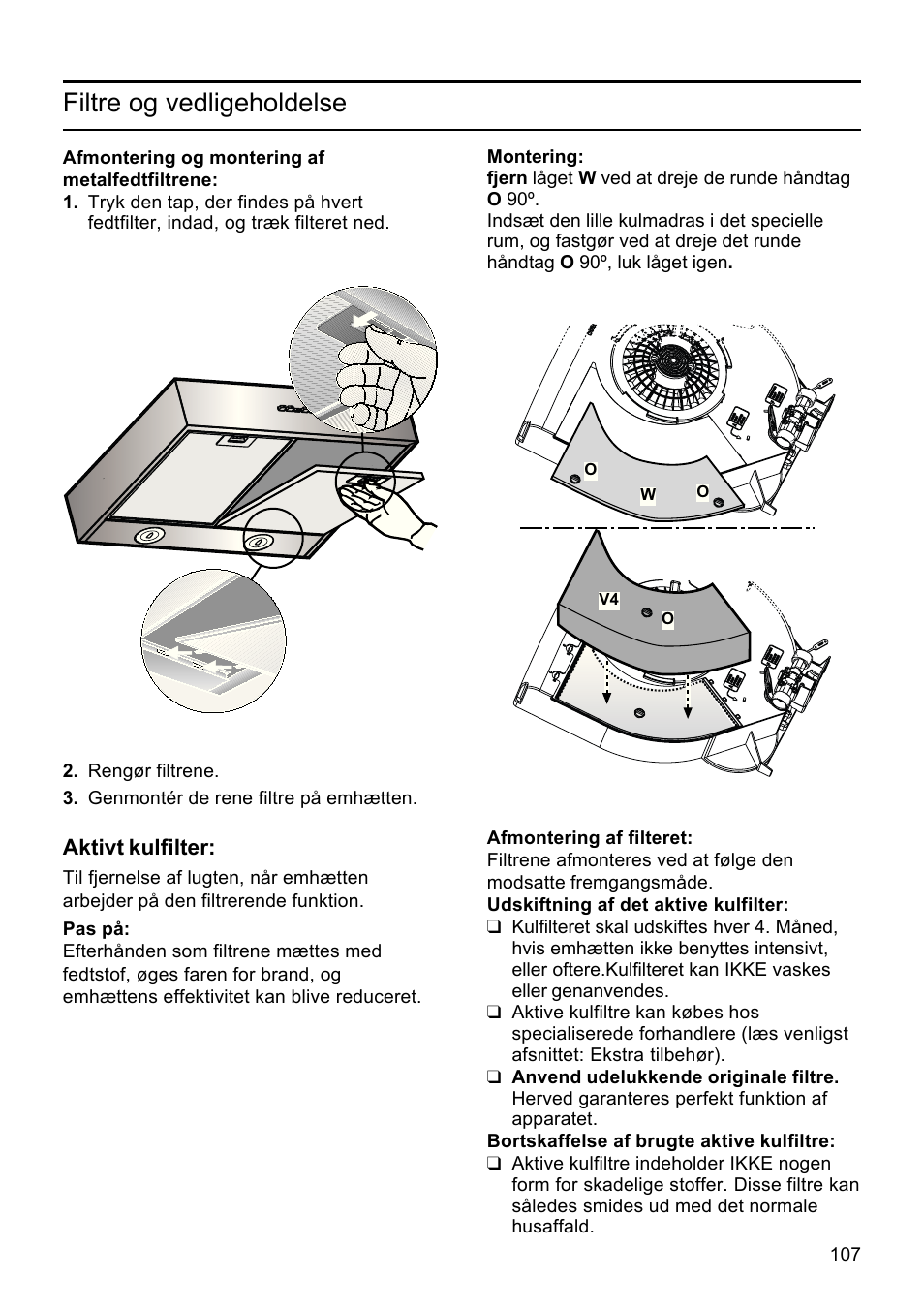 Filtre og vedligeholdelse | Bosch DHU665E Edelstahl Unterbauhaube 60 cm User Manual | Page 107 / 114
