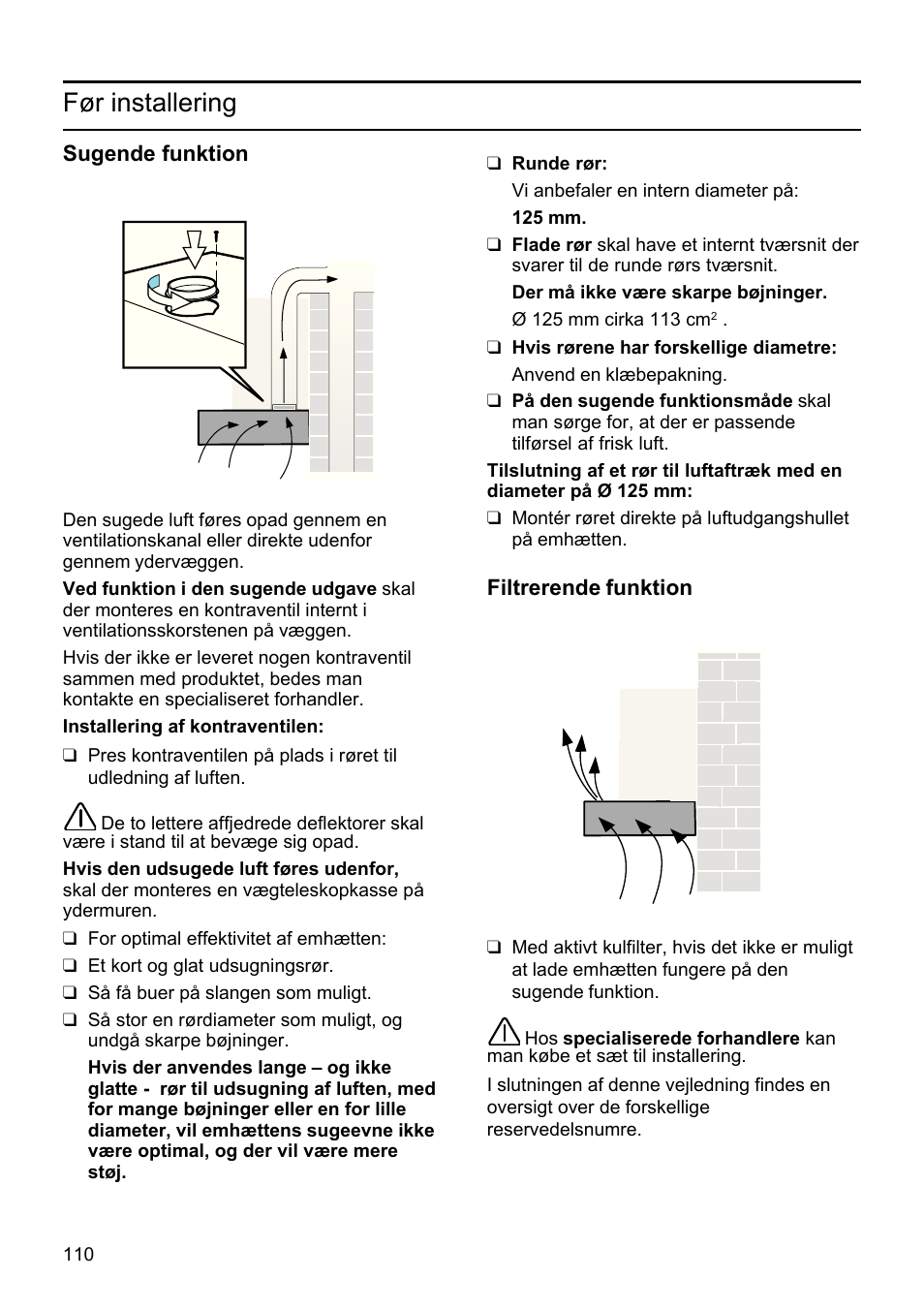 Før installering | Bosch DHU665E Edelstahl Unterbauhaube 60 cm User Manual | Page 110 / 114