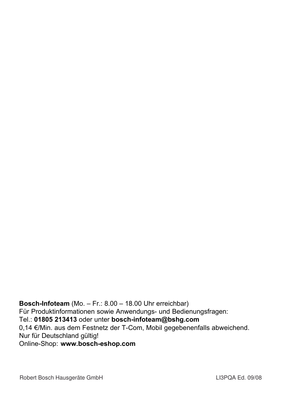 Bosch DHU665E Edelstahl Unterbauhaube 60 cm User Manual | Page 114 / 114