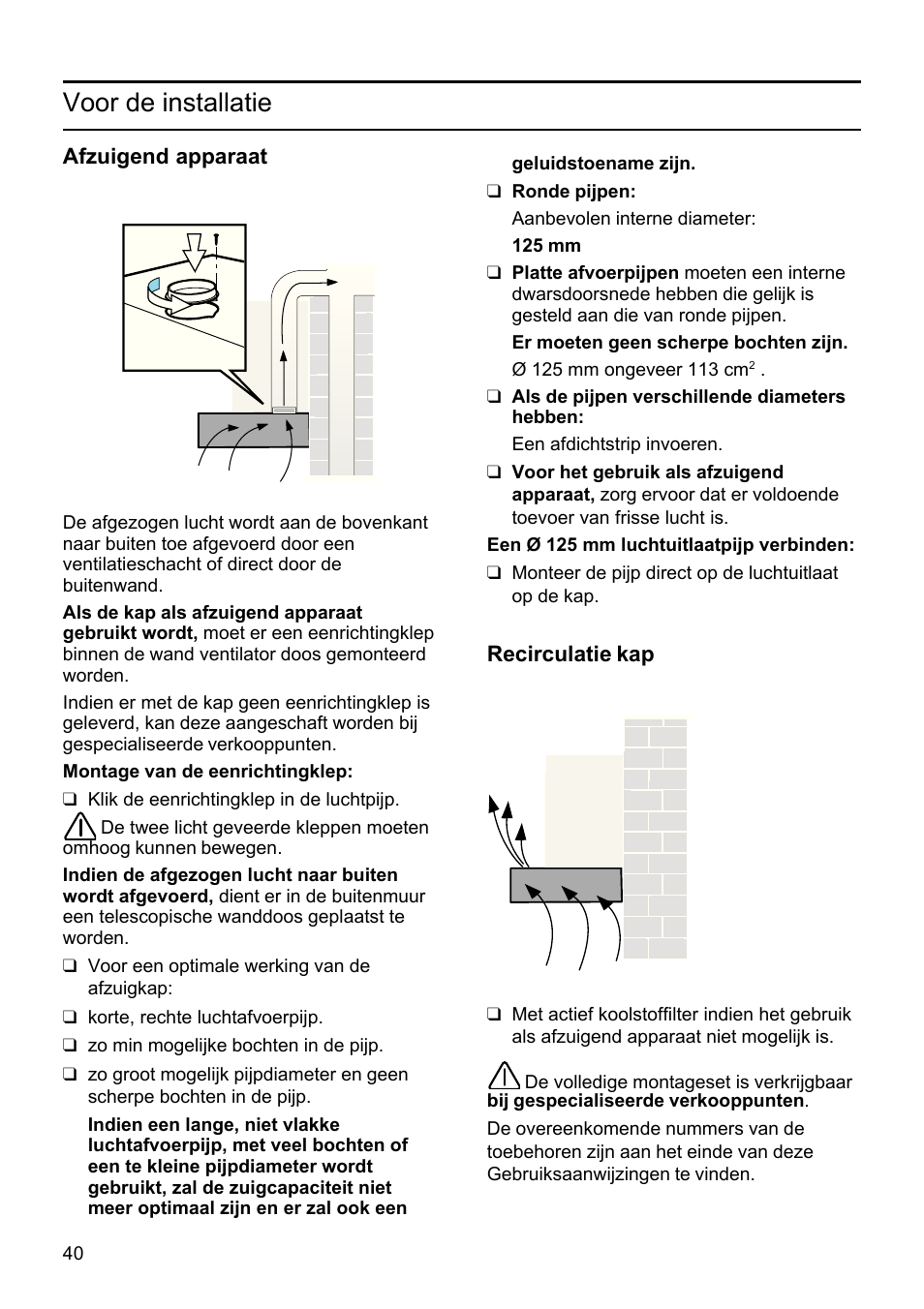 Voor de installatie | Bosch DHU665E Edelstahl Unterbauhaube 60 cm User Manual | Page 40 / 114