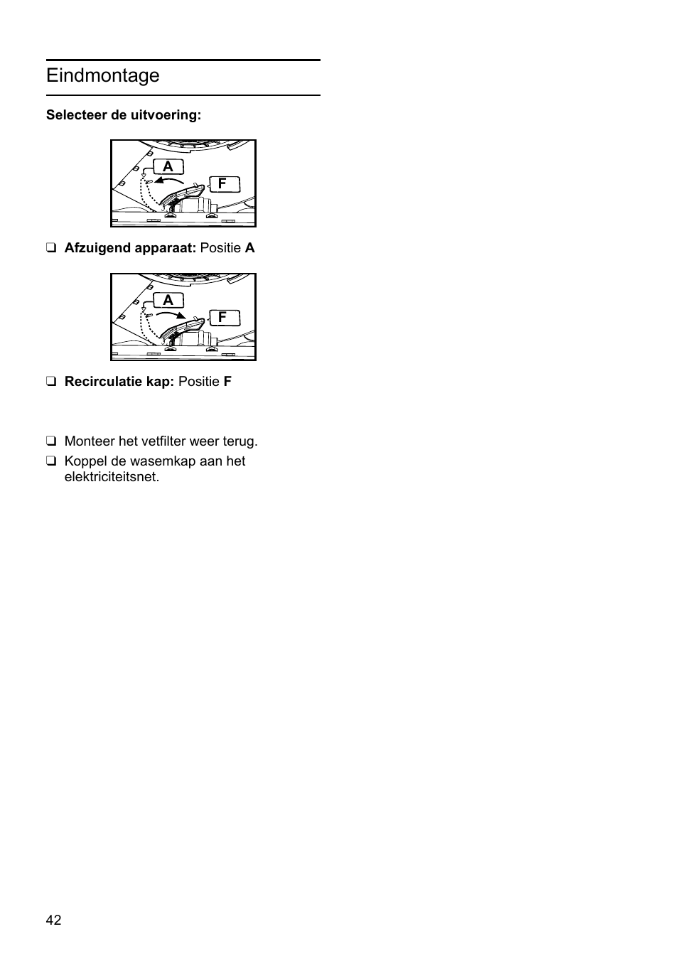 Eindmontage | Bosch DHU665E Edelstahl Unterbauhaube 60 cm User Manual | Page 42 / 114