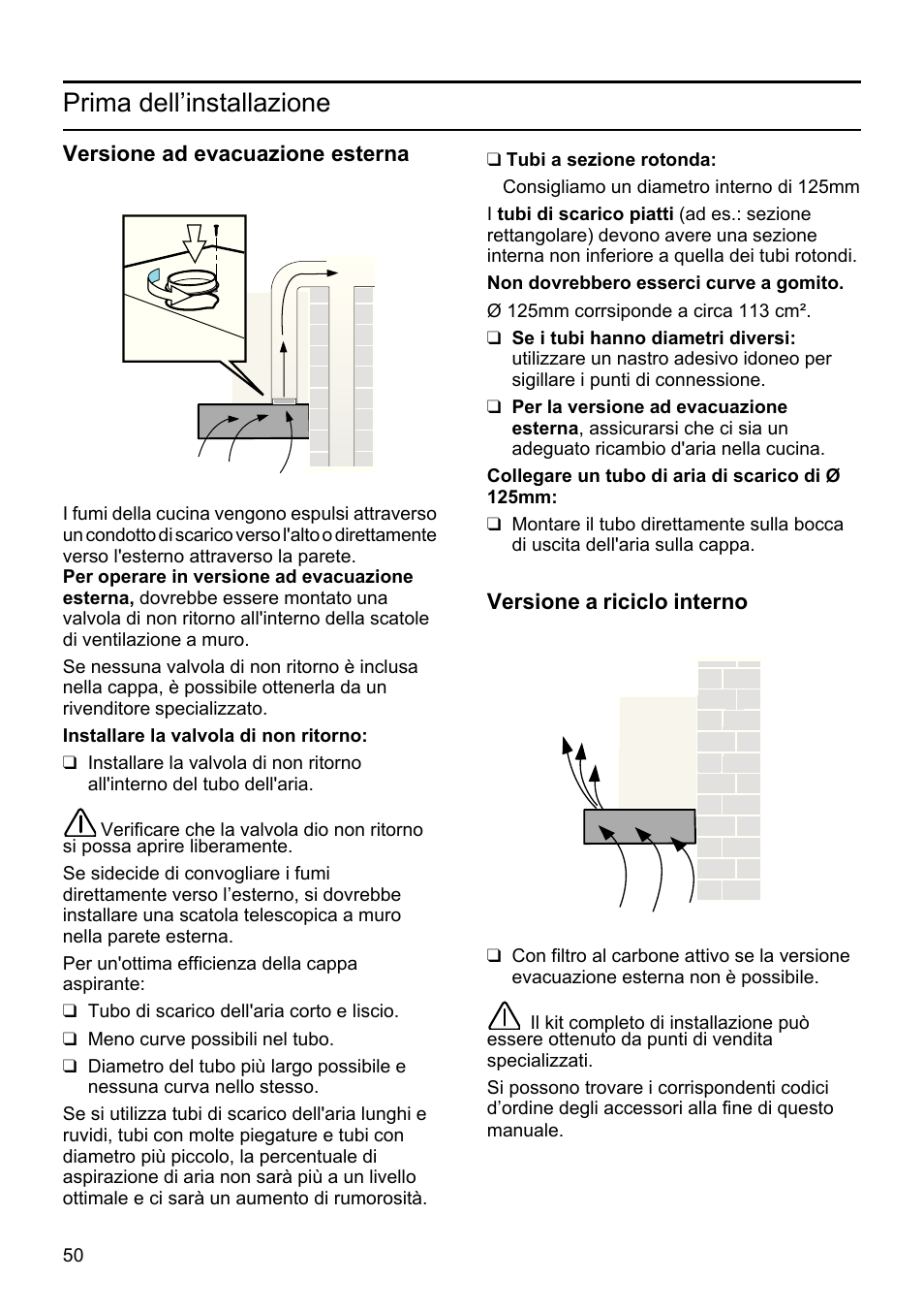 Prima dell’installazione | Bosch DHU665E Edelstahl Unterbauhaube 60 cm User Manual | Page 50 / 114