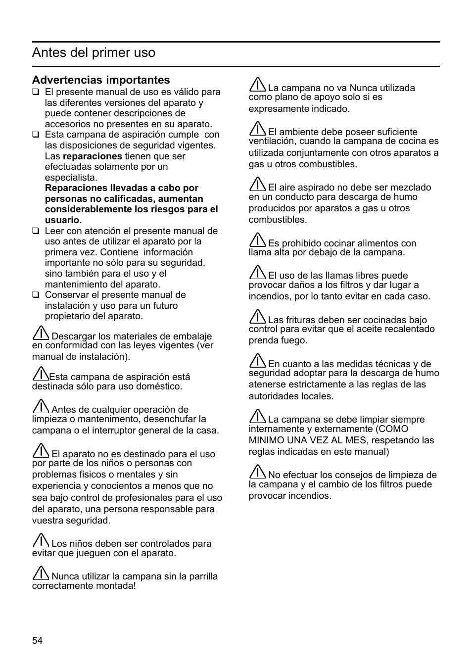 Antes del primer uso | Bosch DHU665E Edelstahl Unterbauhaube 60 cm User Manual | Page 54 / 114