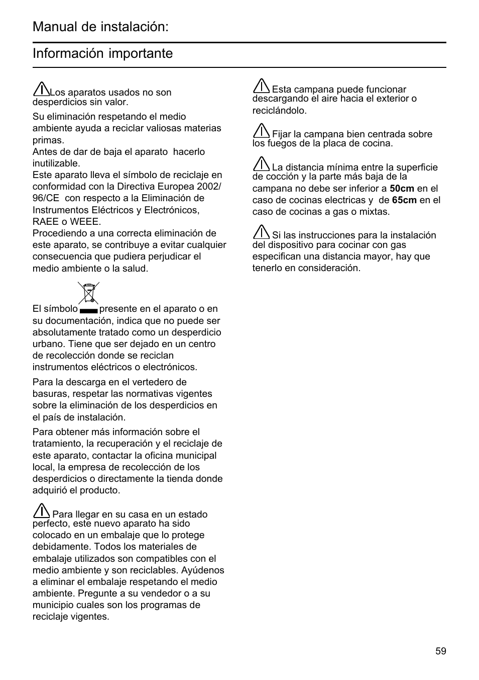 Manual de instalación: información importante | Bosch DHU665E Edelstahl Unterbauhaube 60 cm User Manual | Page 59 / 114