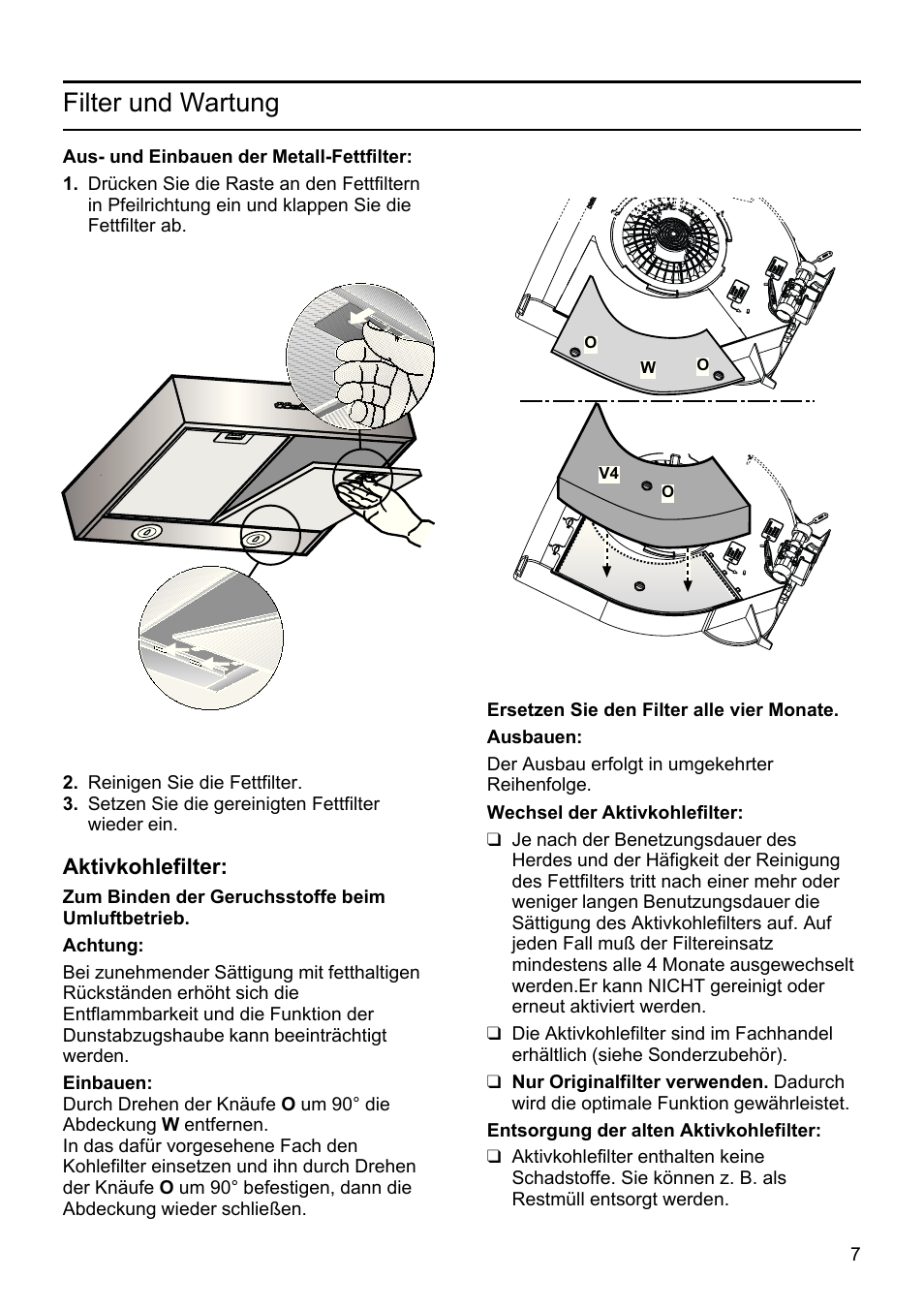 Filter und wartung | Bosch DHU665E Edelstahl Unterbauhaube 60 cm User Manual | Page 7 / 114