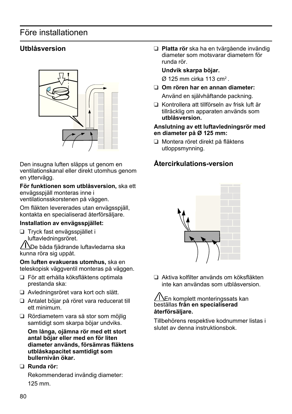 Före installationen | Bosch DHU665E Edelstahl Unterbauhaube 60 cm User Manual | Page 80 / 114