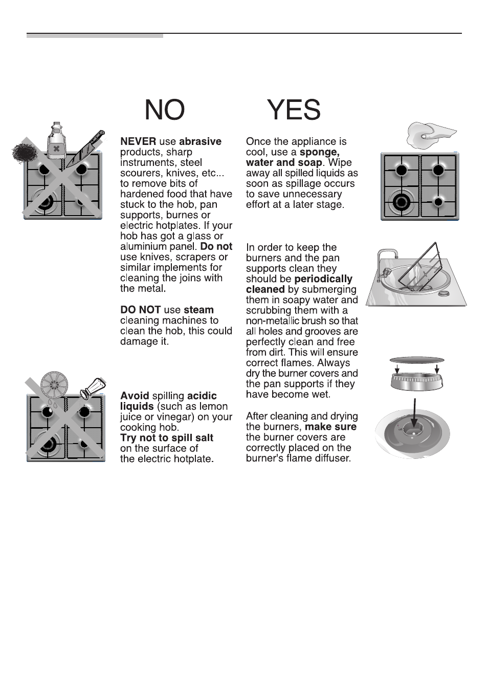 Cleaning and care | Bosch NNH615XEU Gas-Kochfeld Edelstahl 60 cm User Manual | Page 12 / 98