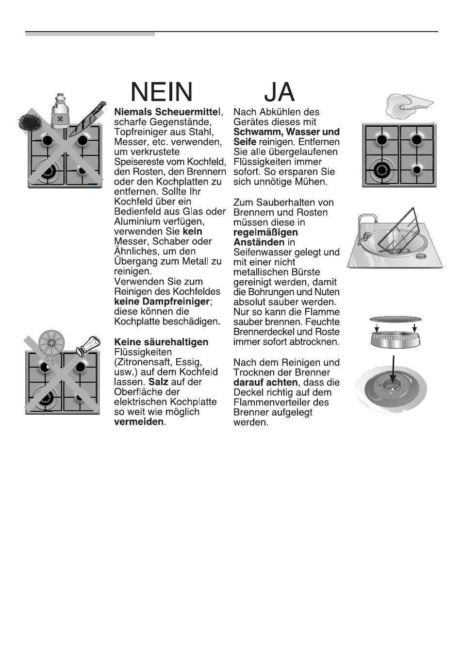 Hinsichtlich reinigung und wartung | Bosch NNH615XEU Gas-Kochfeld Edelstahl 60 cm User Manual | Page 24 / 98