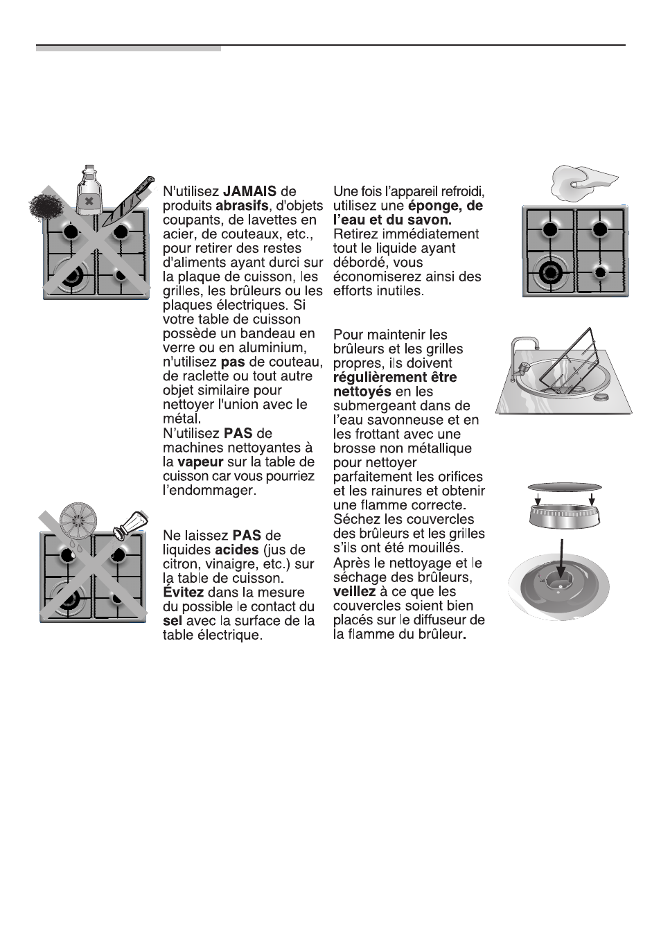 En ce qui concerne le nettoyage et la conservation | Bosch NNH615XEU Gas-Kochfeld Edelstahl 60 cm User Manual | Page 36 / 98