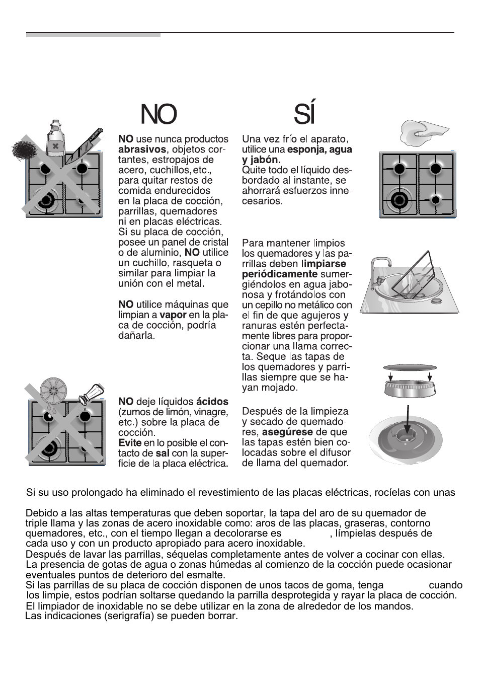 Respecto de la limpieza y conservación | Bosch NNH615XEU Gas-Kochfeld Edelstahl 60 cm User Manual | Page 60 / 98