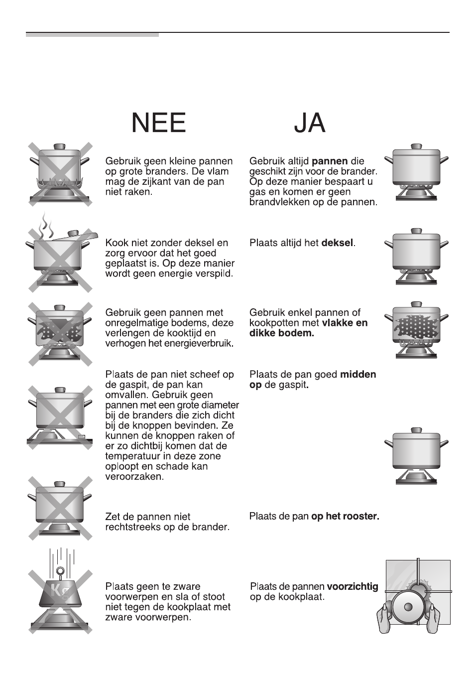 Opmerkingen m.b.t. het koken | Bosch NNH615XEU Gas-Kochfeld Edelstahl 60 cm User Manual | Page 71 / 98