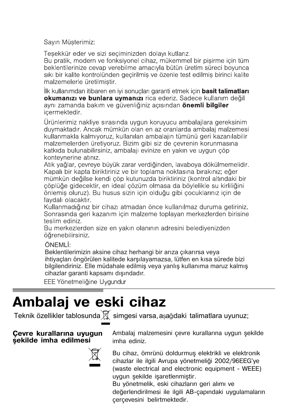 Ambalaj ve eski cihaz | Bosch NNH615XEU Gas-Kochfeld Edelstahl 60 cm User Manual | Page 87 / 98