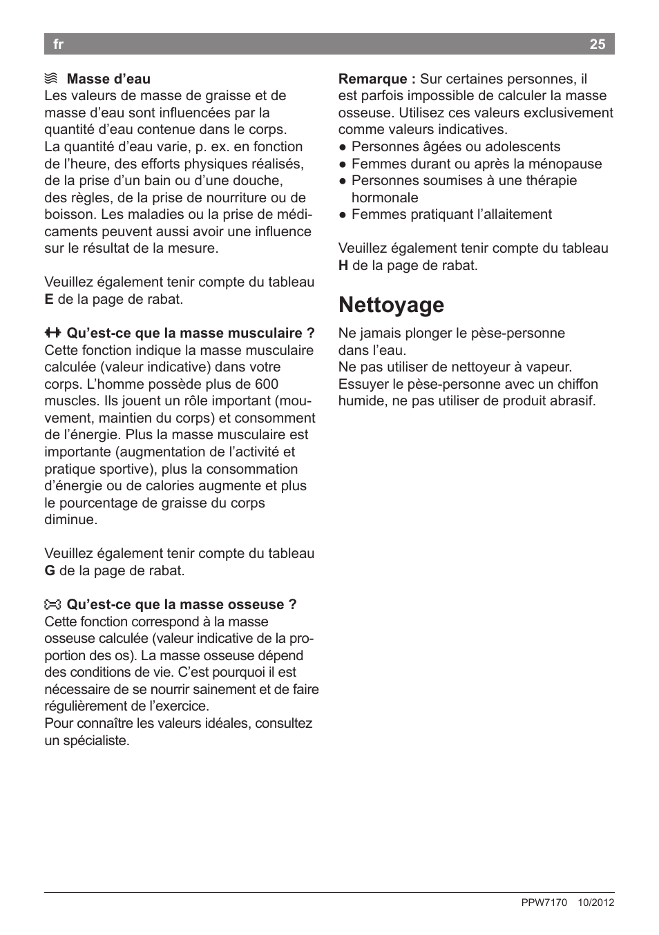 Nettoyage | Bosch PPW7170 Analysewaage elektronisch AxxenceAnalysis Graphic User Manual | Page 25 / 137