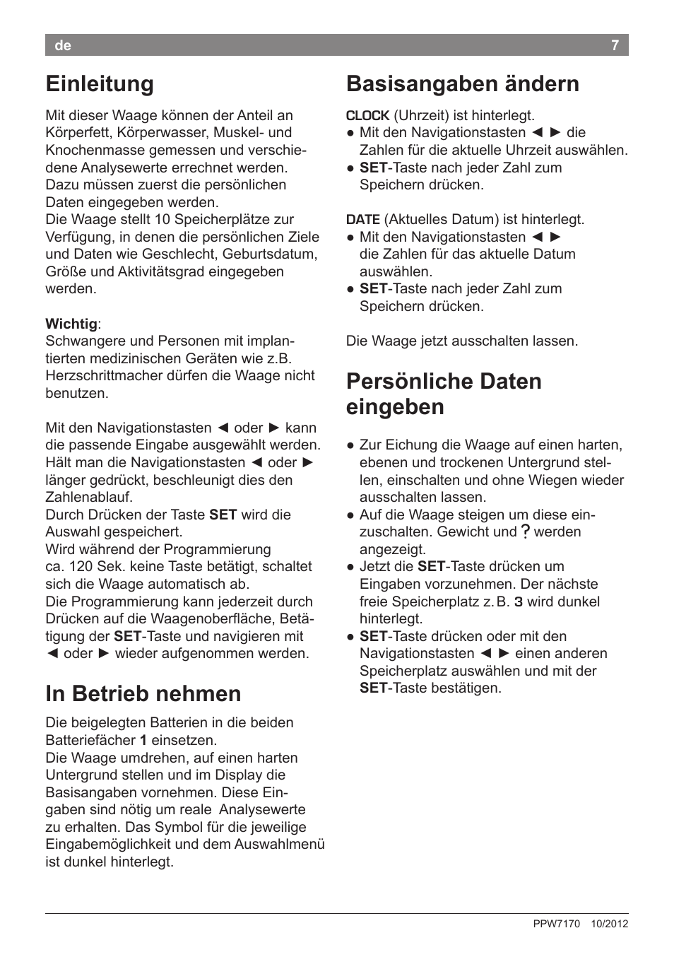 Basisangaben ändern, Persönliche daten eingeben, Einleitung | Bosch PPW7170 Analysewaage elektronisch AxxenceAnalysis Graphic User Manual | Page 7 / 137