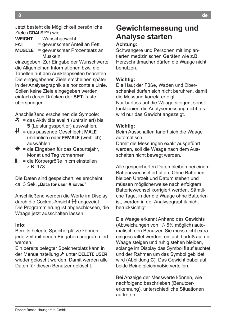 Gewichtsmessung und analyse starten | Bosch PPW7170 Analysewaage elektronisch AxxenceAnalysis Graphic User Manual | Page 8 / 137
