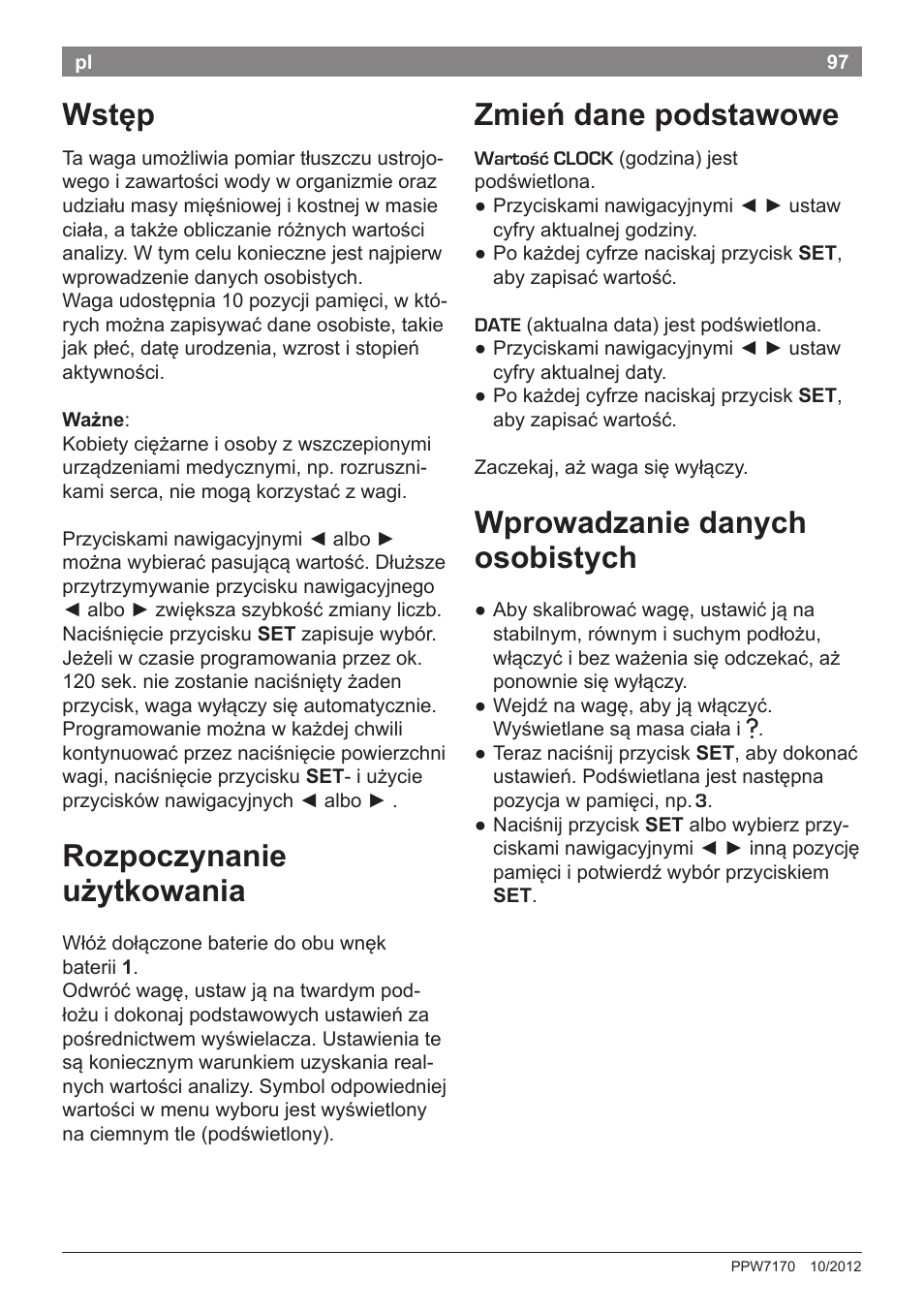 Zmień dane podstawowe, Wprowadzanie danych osobistych, Wstęp | Rozpoczynanie użytkowania | Bosch PPW7170 Analysewaage elektronisch AxxenceAnalysis Graphic User Manual | Page 97 / 137