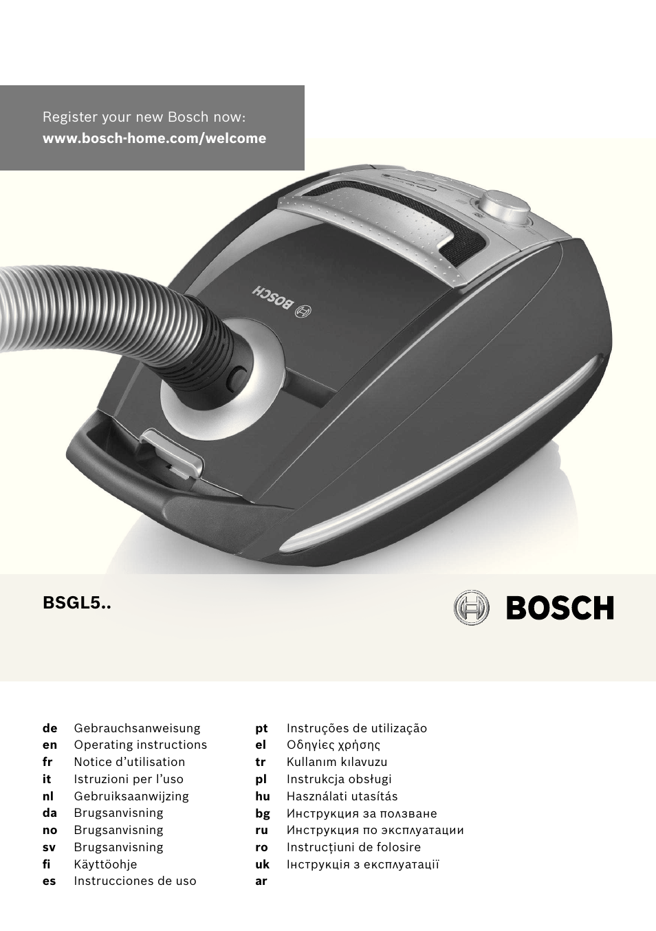 Bosch Freee HomeProfessional Bodenstaubsauger mit Staubbeutel BSGL5PRO4 titanium User Manual | 118 pages