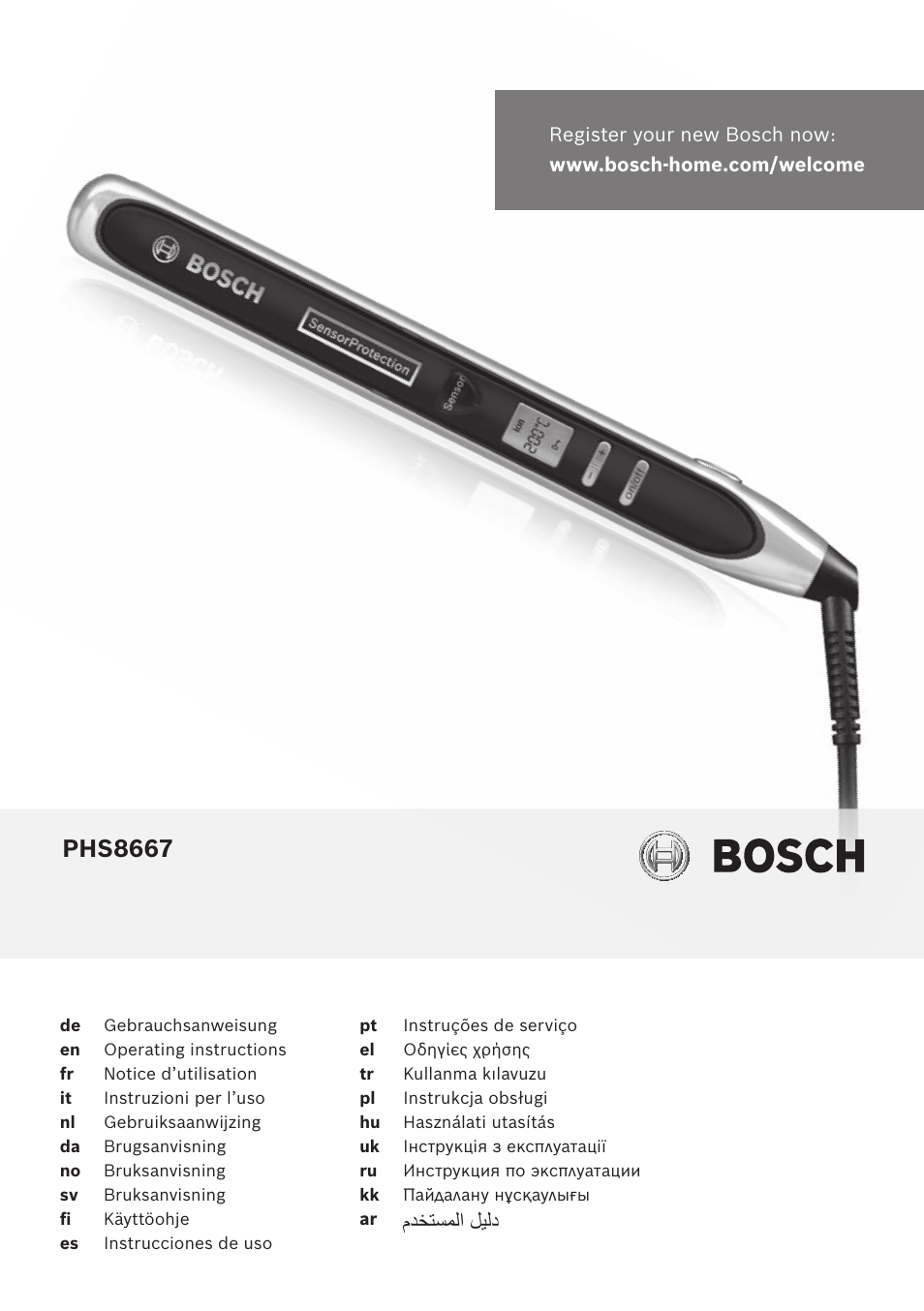 Bosch PHS8667 Haarglätter ProSalon SensorProtection User Manual | 134 pages