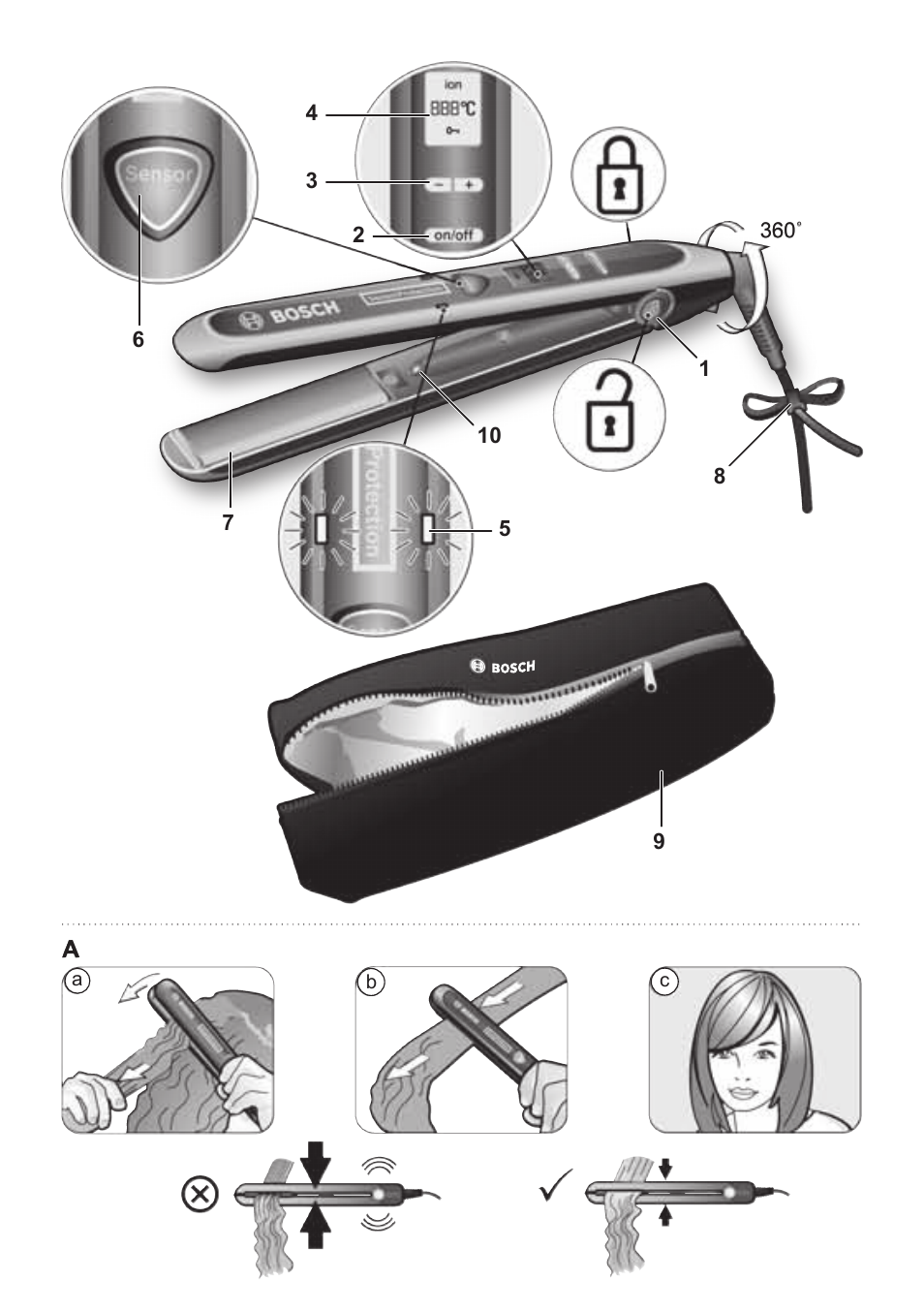 Bosch PHS8667 Haarglätter ProSalon SensorProtection User Manual | Page 3 / 134