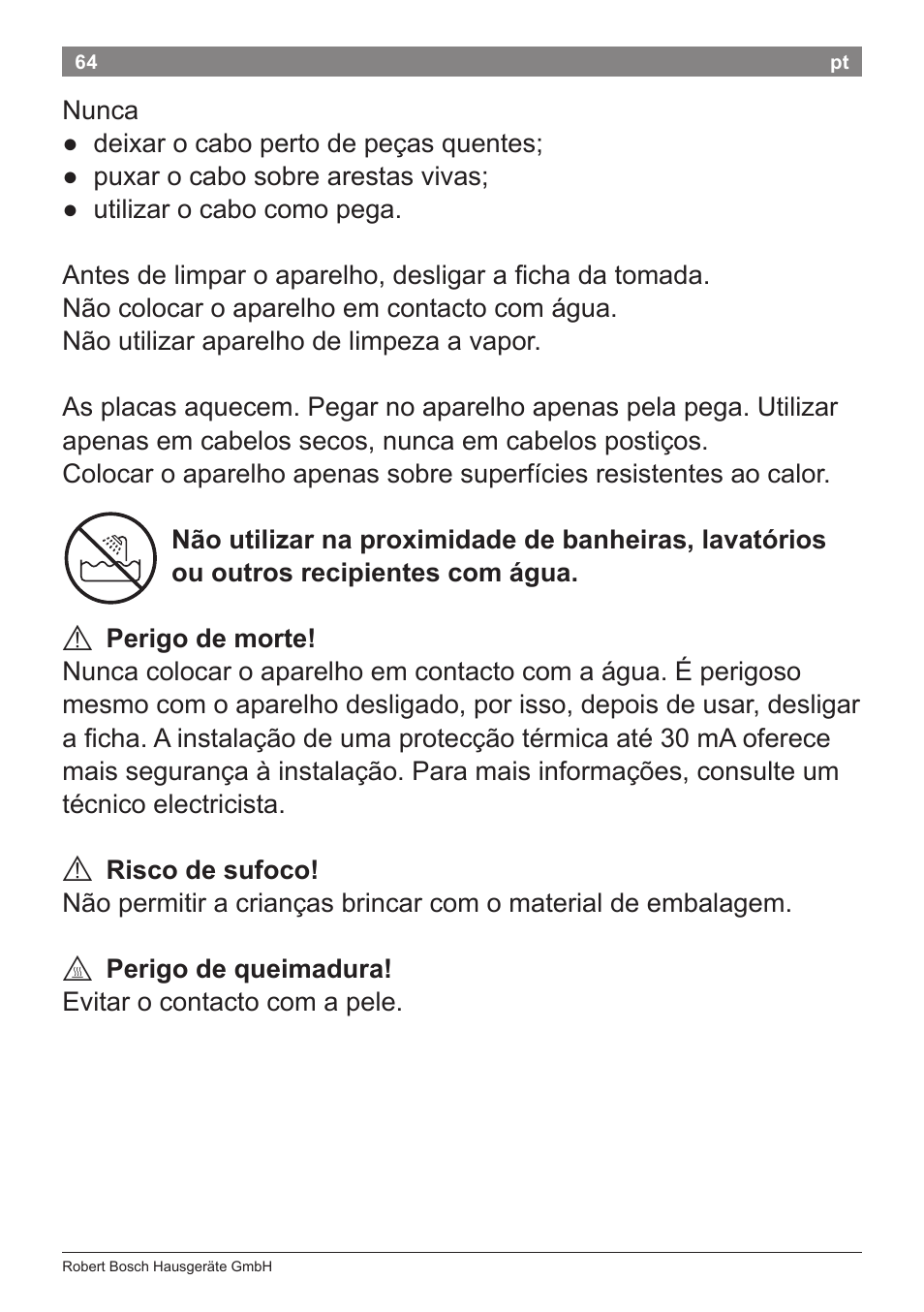 Bosch PHS8667 Haarglätter ProSalon SensorProtection User Manual | Page 68 / 134