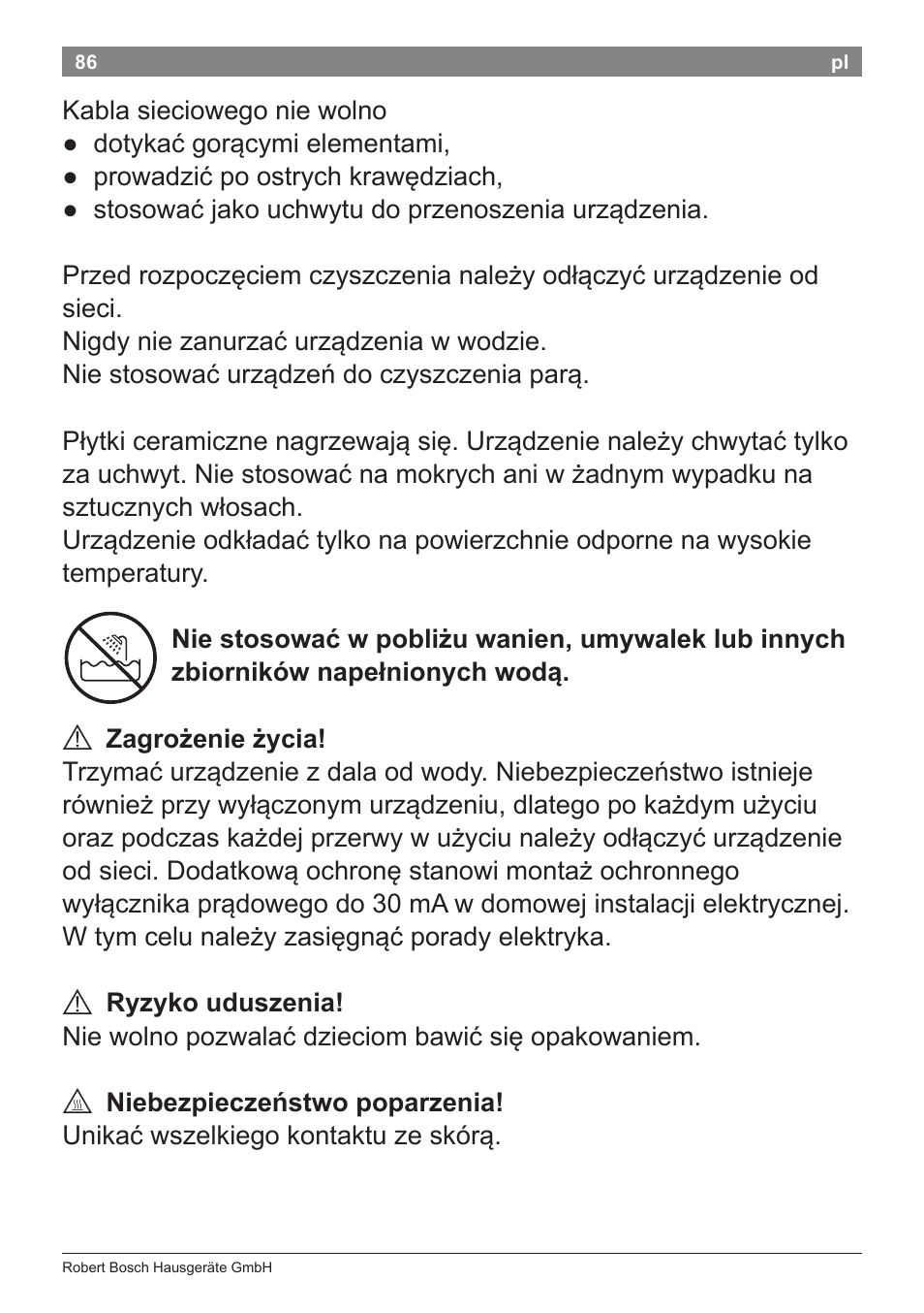 Bosch PHS8667 Haarglätter ProSalon SensorProtection User Manual | Page 90 / 134