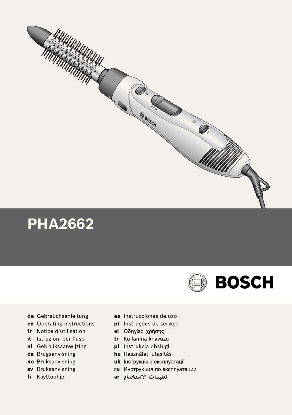 Bosch PHA2662 Warmluftstylingbürste volume curl User Manual | 50 pages