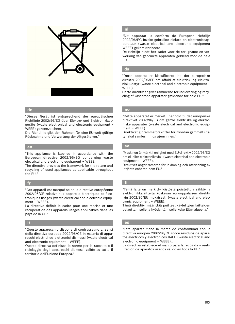 Bosch Roxx´x HomeProfessional Beutelloser Bodenstaubsauger BGS6PRO2 titanium User Manual | Page 103 / 117