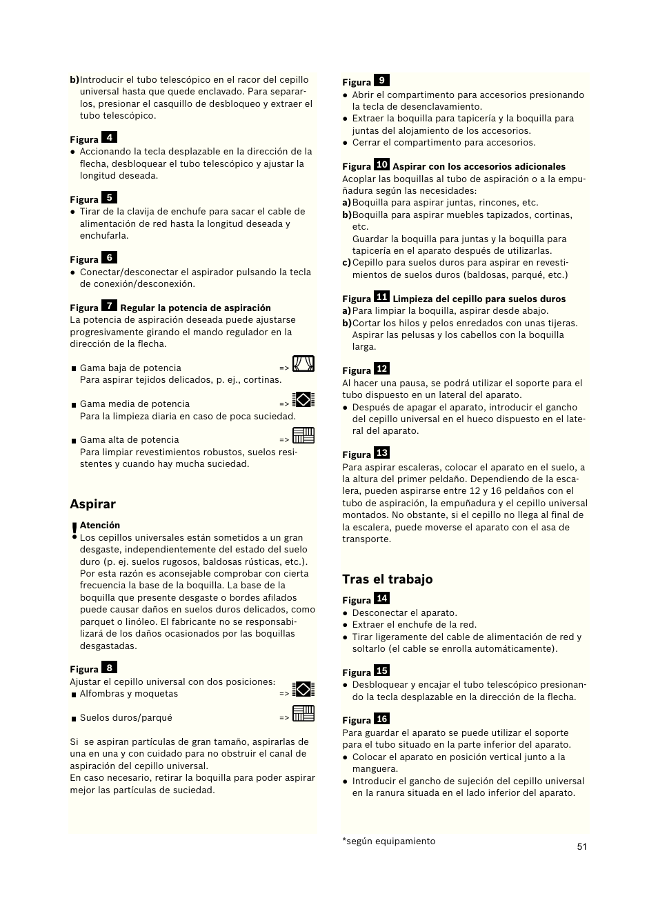 Aspirar, Traseltrabajo | Bosch Roxx´x HomeProfessional Beutelloser Bodenstaubsauger BGS6PRO2 titanium User Manual | Page 51 / 117