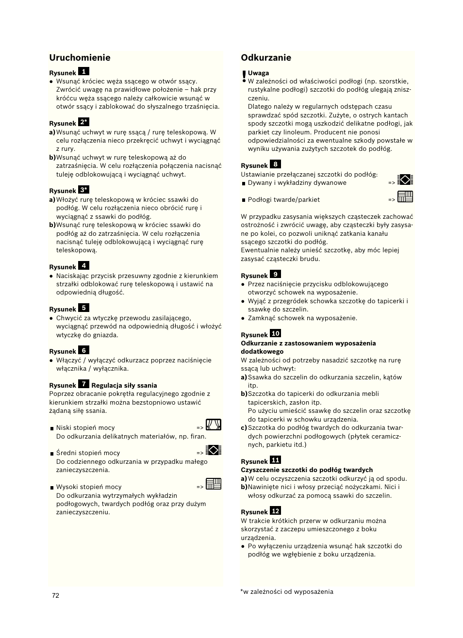 Uruchomienie, Odkurzanie | Bosch Roxx´x HomeProfessional Beutelloser Bodenstaubsauger BGS6PRO2 titanium User Manual | Page 72 / 117