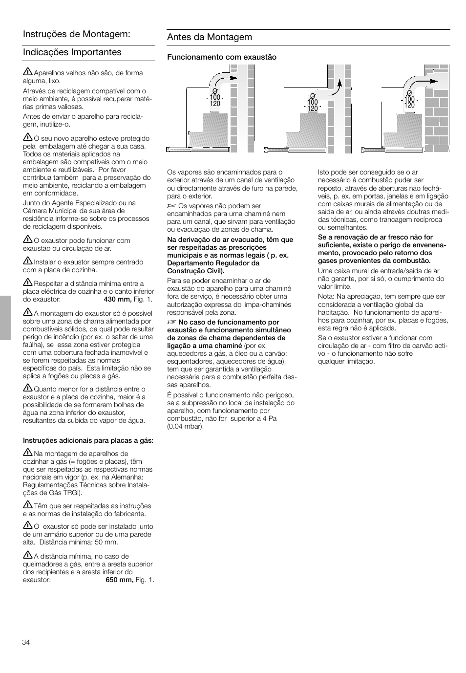 Indicações importantes instruções de montagem, Antes da montagem | Bosch DHI645H grau-metallic Flachschirmhaube 60 cm User Manual | Page 34 / 40