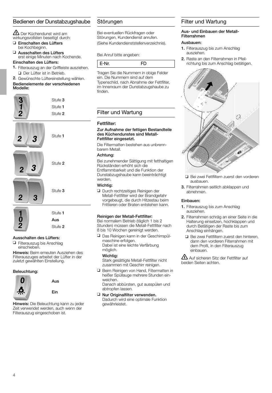 Bosch DHI645H grau-metallic Flachschirmhaube 60 cm User Manual | Page 4 / 40