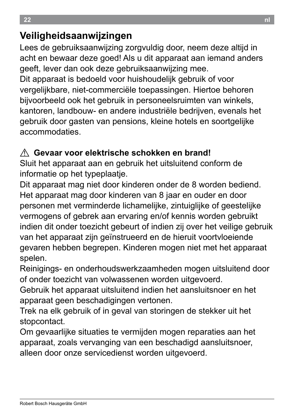 Veiligheidsaanwijzingen | Bosch PHC9790 Lockenstab ProSalon Big Hair User Manual | Page 24 / 108