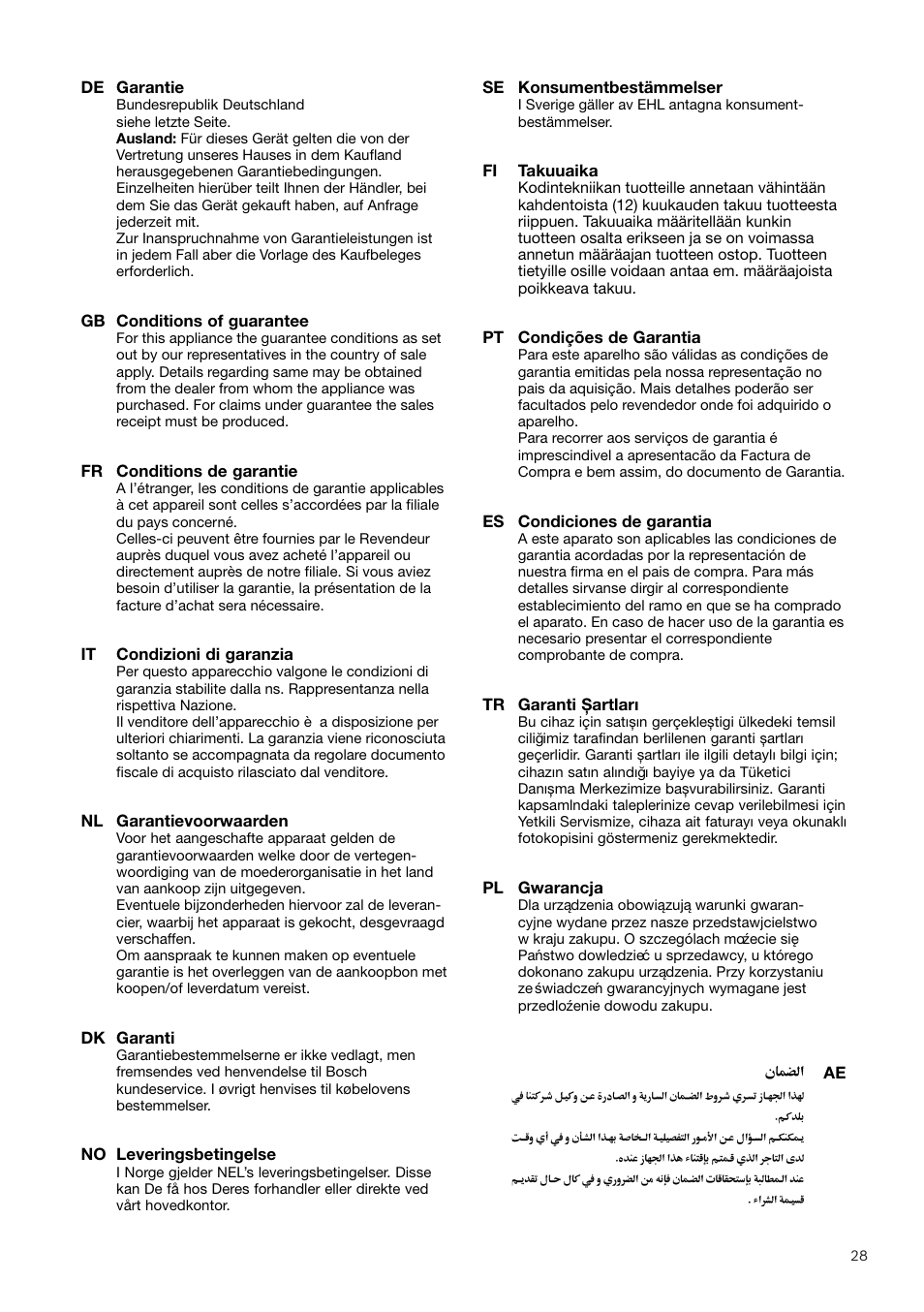 Bosch GL-30 Bodenstaubsauger mit Staubbeutel BGL32200 nordkapblau-metallic User Manual | Page 28 / 45