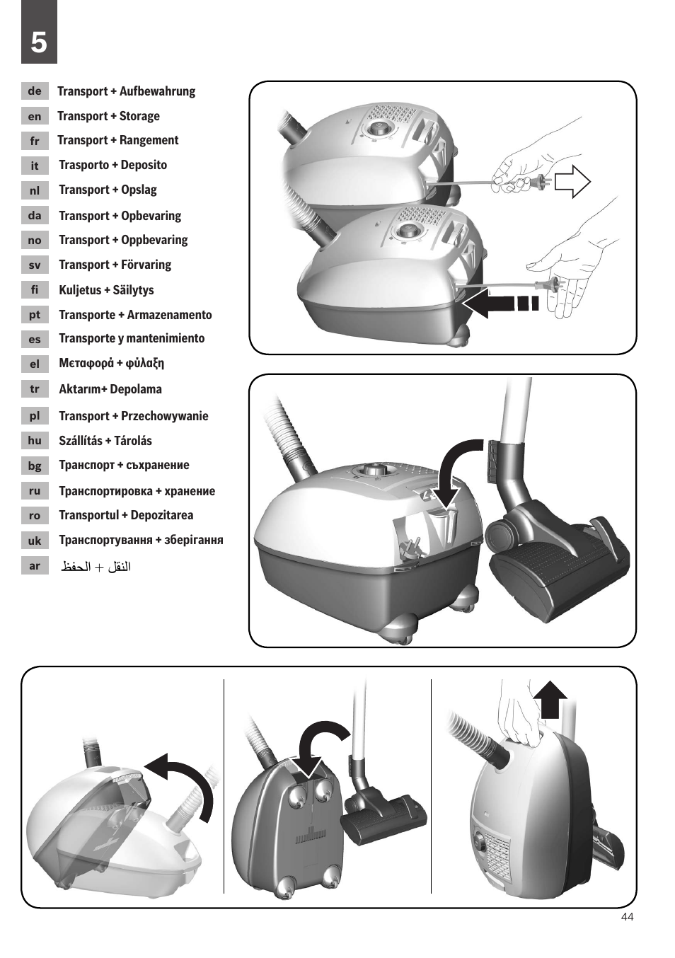 Bosch GL-30 Bodenstaubsauger mit Staubbeutel BGL32200 nordkapblau-metallic User Manual | Page 44 / 45