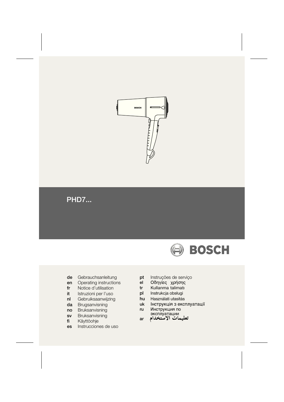 Bosch PHD7967 Haartrockner FancyTouch User Manual | 47 pages