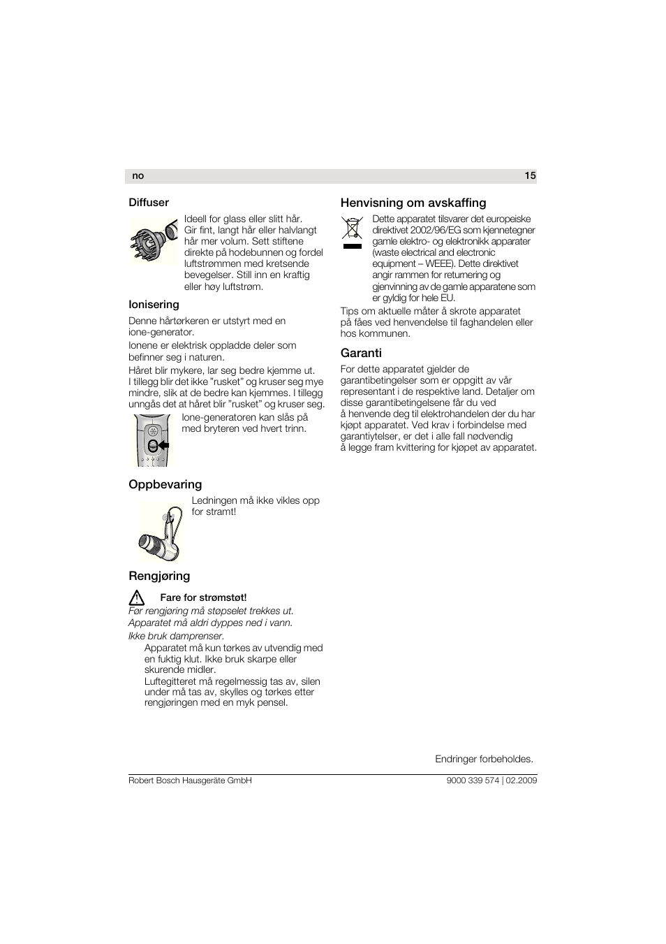 Bosch PHD7967 Haartrockner FancyTouch User Manual | Page 15 / 47